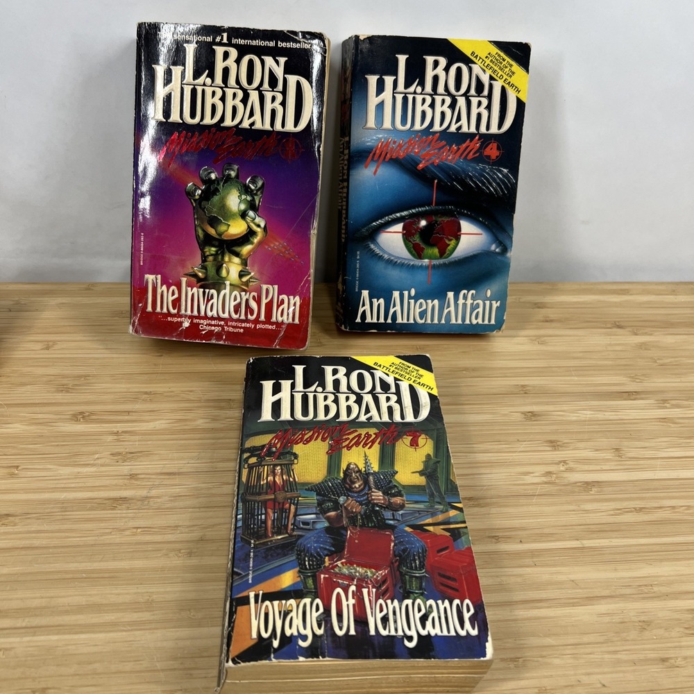 L. Ron Hubbard Mission Earth Book Lot 3 PB First Printings Sci-Fi Vintage